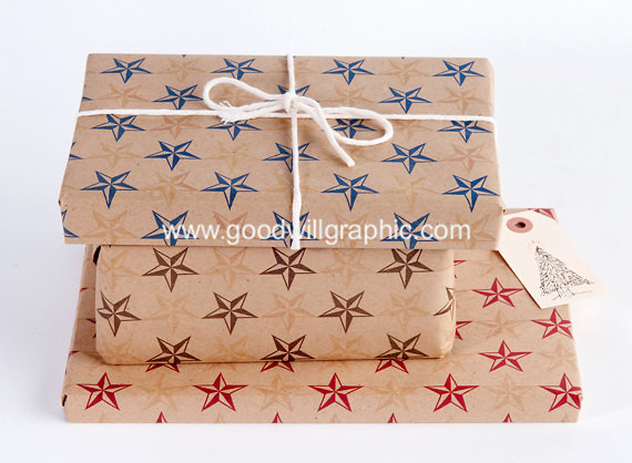 Star Printed Kraft Wrapping Paper